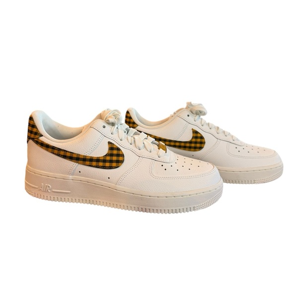 Nike Shoes - Nike Sneakers White Air Force One White Yellow Plaid Athletic Shoes 8.5 NWOT
